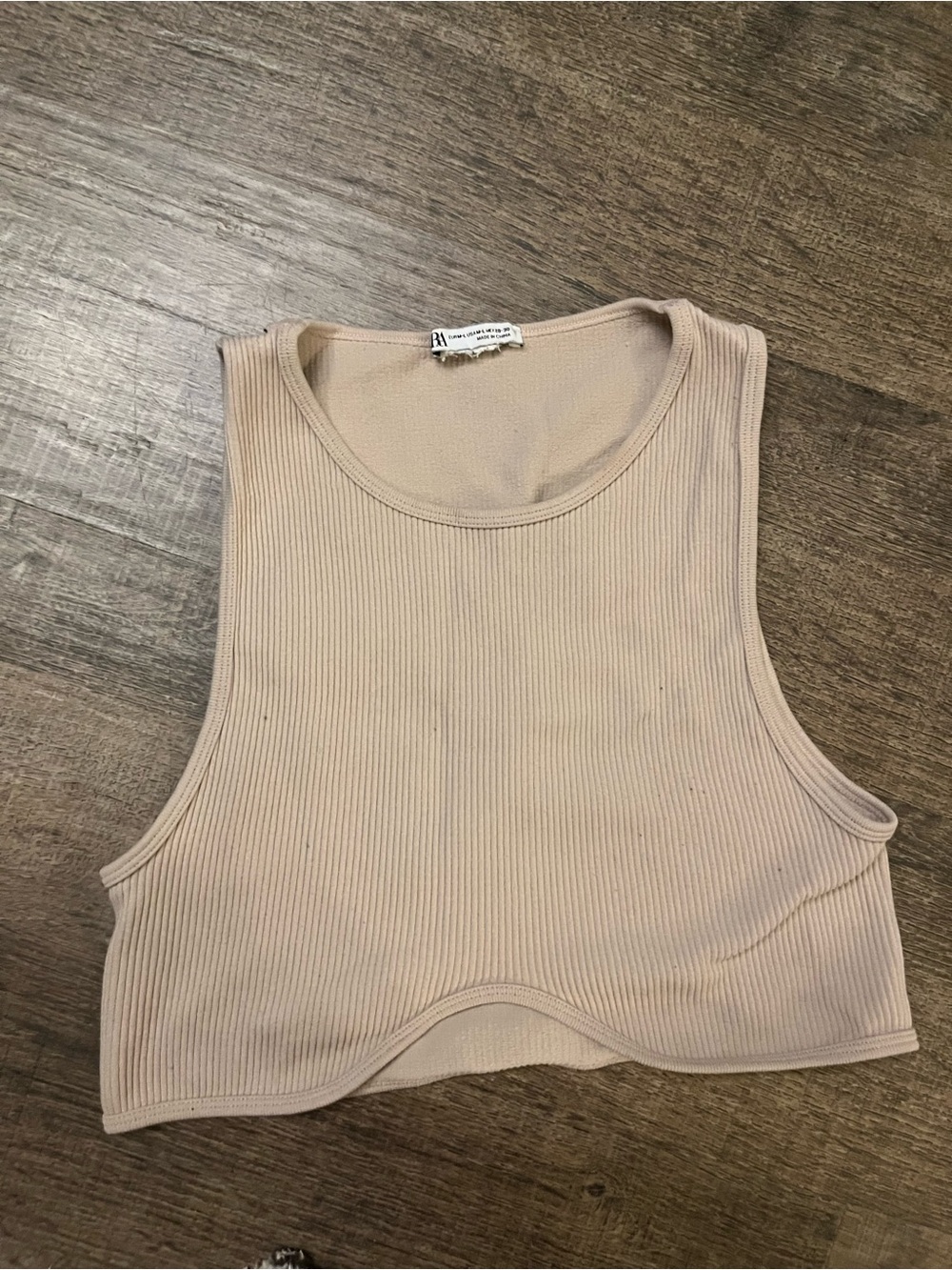 Ribbed Crop Tank Top - Nude
